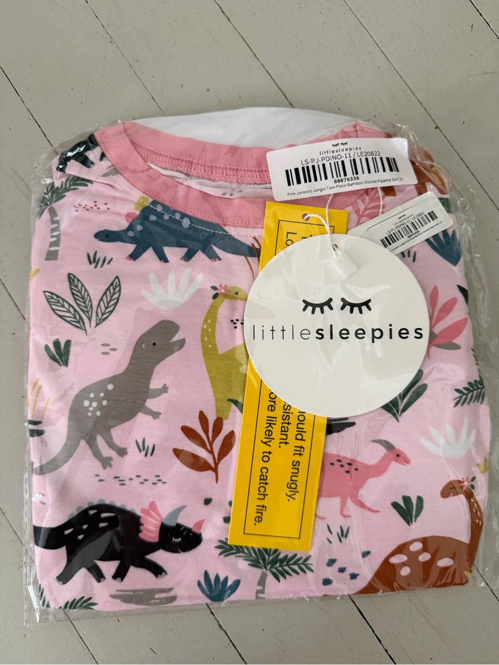 Little Sleepies Pink Dinosaur Jurassic print Kids Pajama Set
